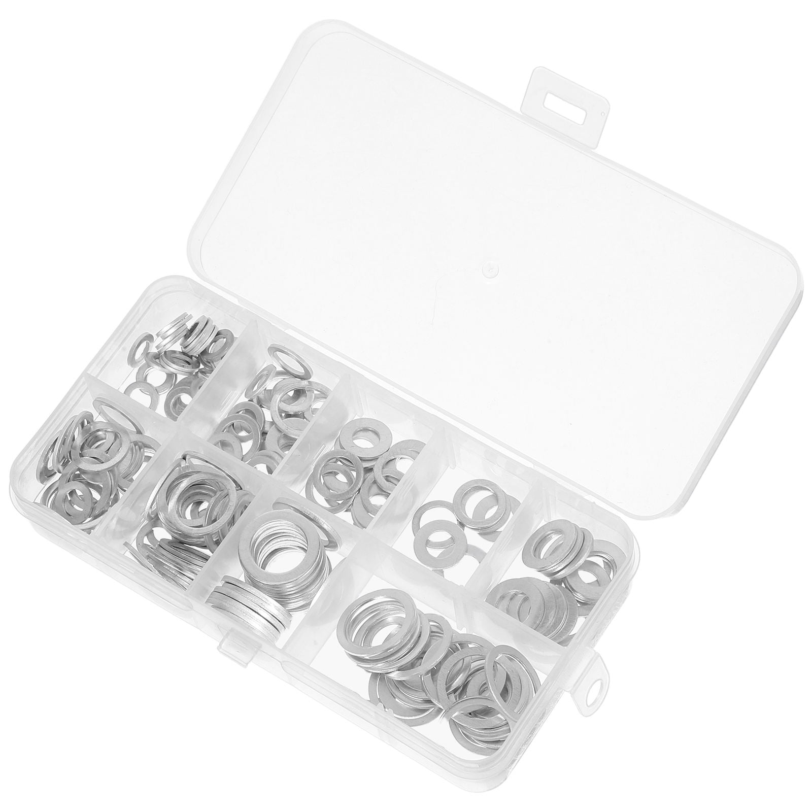 LIFKOME 200Pcs Plated Silver Aluminum Oil Drain Plug Gasket Set for High Temperature Sealing