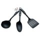 thumbnail image 2 of Bene Casa Juego de utensilios de cocina de nailon de 3 piezas: cucharón, cuchara, espátula ranurada, negro, 2 of 3