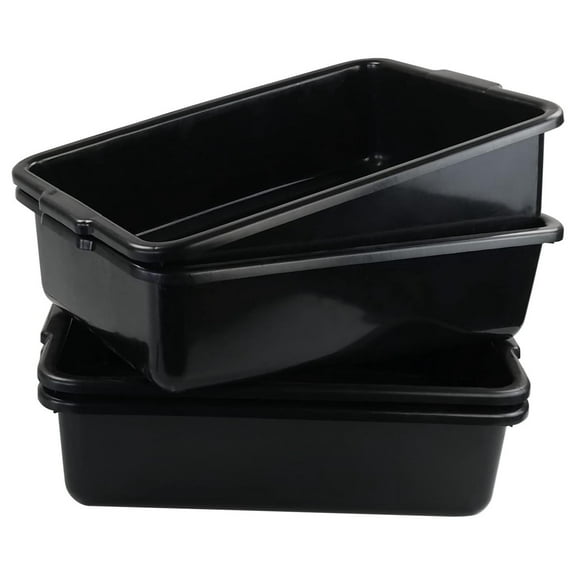 22 L Black Bus Pans Large, Plastic Bus Tub Box, 4 Pack