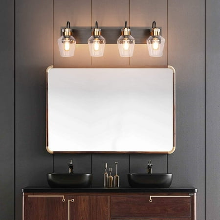 Presde Vintage Bathroom Lighting Fixtures Over Mirror Modern Glass Shade Bronze Brushed Black Vanity Lights Wall Sconce 4 Com Presde Vintage Bathroom Lighting, Bathroom Lighting Over Mirror Black