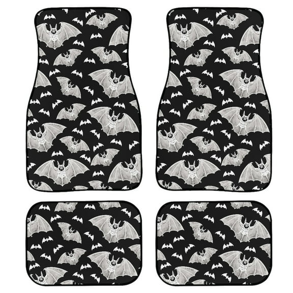 Renewold Bat Black Car Floor Mats for Sedans Trucks SUV, All Weather Protection Halloween Car Mats Full Set with Anti-Slip Rubber Backing Universal Fit, 4 Pack