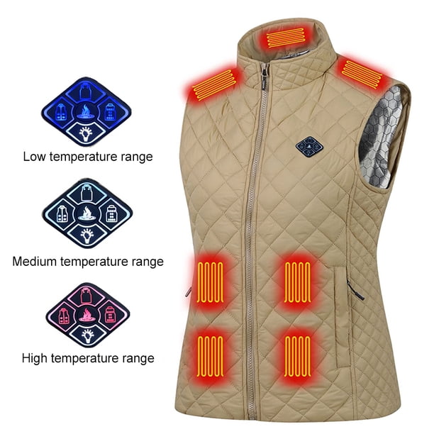 Ropa Deportiva Abrigo Térmico Chaleco USB Invierno 21 Zonas Térmicas Nylon para Mujer