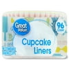 Great Value Cupcake Liners, Pink/Yellow/White/Blue, 96 Count