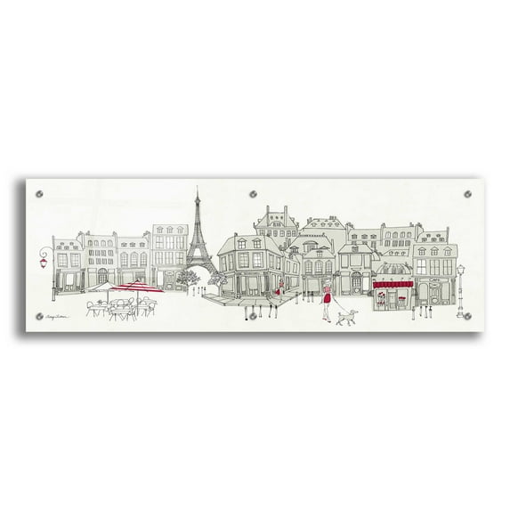 Epic Art 'World Cafe II Paris Panoramic' by Avery Tillmon, Acrylic Glass Wall Art, 36"x12"