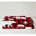 thumbnail image 3 of Rustic Bear Deer Throw Blanket Family Christmas Tree Snowflake Fuzzy Blanket Farmhouse Christmas Decor Blanket 40"X50" Buffalo Grid Plush Bed Blanket - Red Black White, 3 of 6