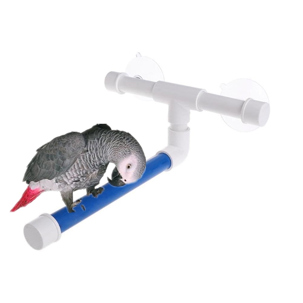 Bird Shower Perches with Strong Suction Cup Parrot Plastic Pipe Stand Toy for Macaw African Greys Budgies Parakeet 