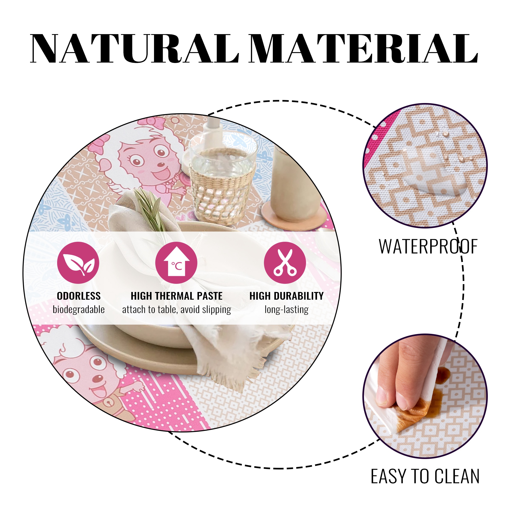 Ray Star Vinyl Tablecloths 52x70 Spring Tablecloth Plastic Picnic Outdoor and Camping Waterproof Oilcloth Table Cover for Rectangle Tables