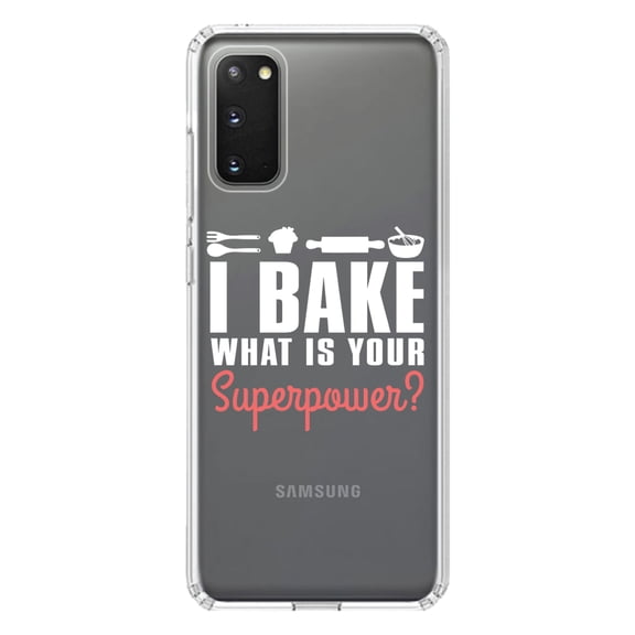 DistinctInk Clear Shockproof Hybrid Case for Galaxy S20 ULTRA / 5G (6.9" Screen) - TPU Bumper Acrylic Back Tempered Glass Screen Protector - I Bake What is Your Superpower
