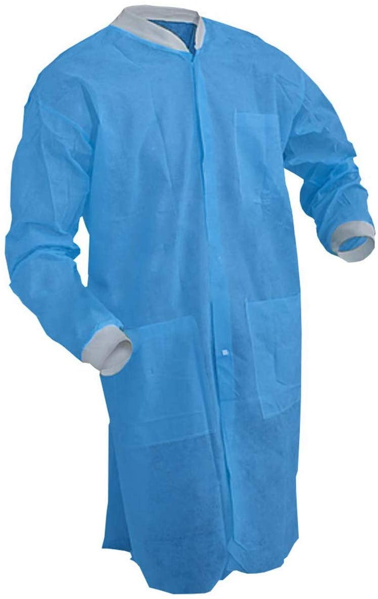 AMZ Supply Lab Coats. Pack of 10 Blue Adult Disposable Gowns XXLarge