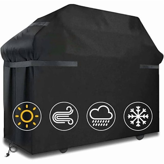 Grill cover Waterproof cover Windproof, tear-resistant cover with straps and storage bag (145x61x117cm)--