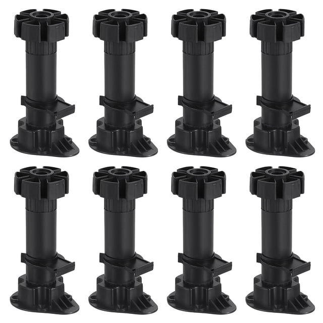 Patas Ajustables, Paquete de 8 46 x 120mm - Pie Nivelador de Muebles, Soporte de Patas Delgadas para Cama Sofá (Negro)