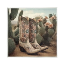 Stupell Industries Cowboy Boots & Cactus Beauty & Fashion Painting Unframed Art Print Wall Art, 12 x 12