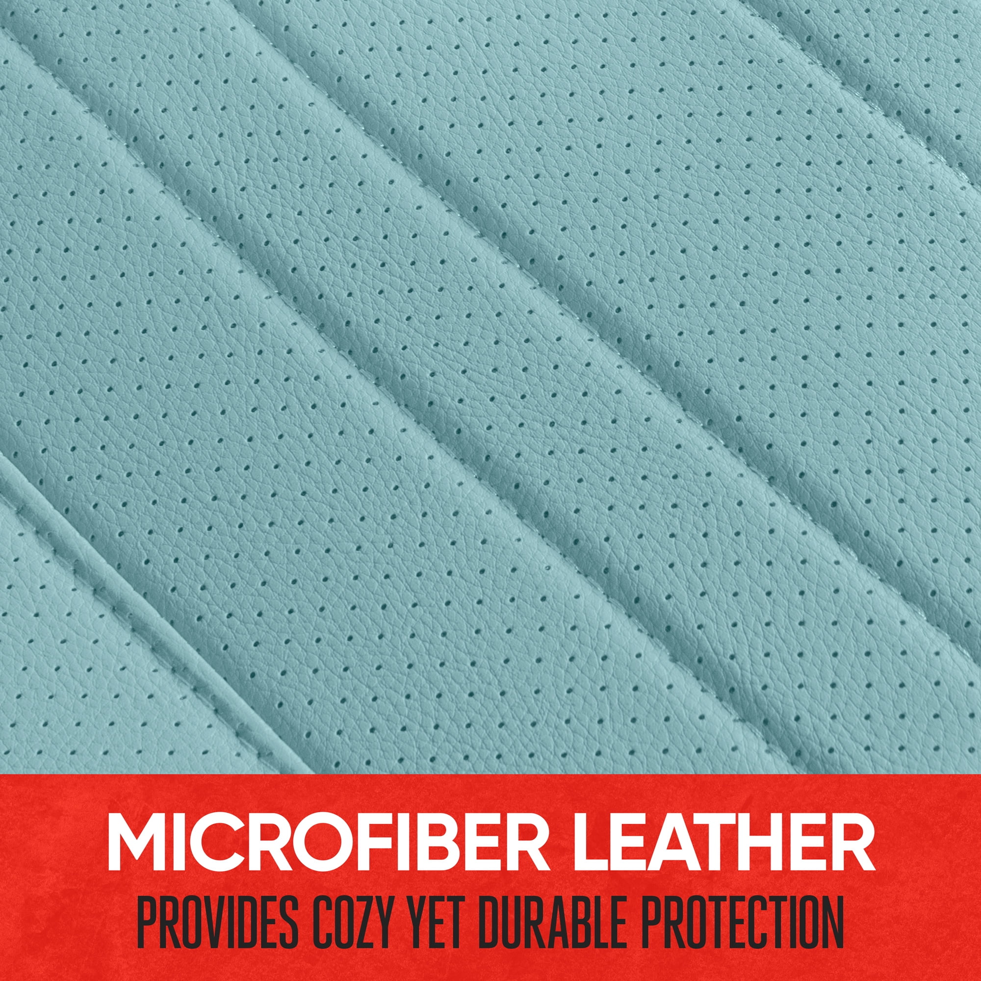 Motor Trend Faux Leather Padded Rear Bench Car Seat Cover, Storage Pockets Premium Cushion, Universal Fit Auto Interior, for Car Truck SUV Van, Mint