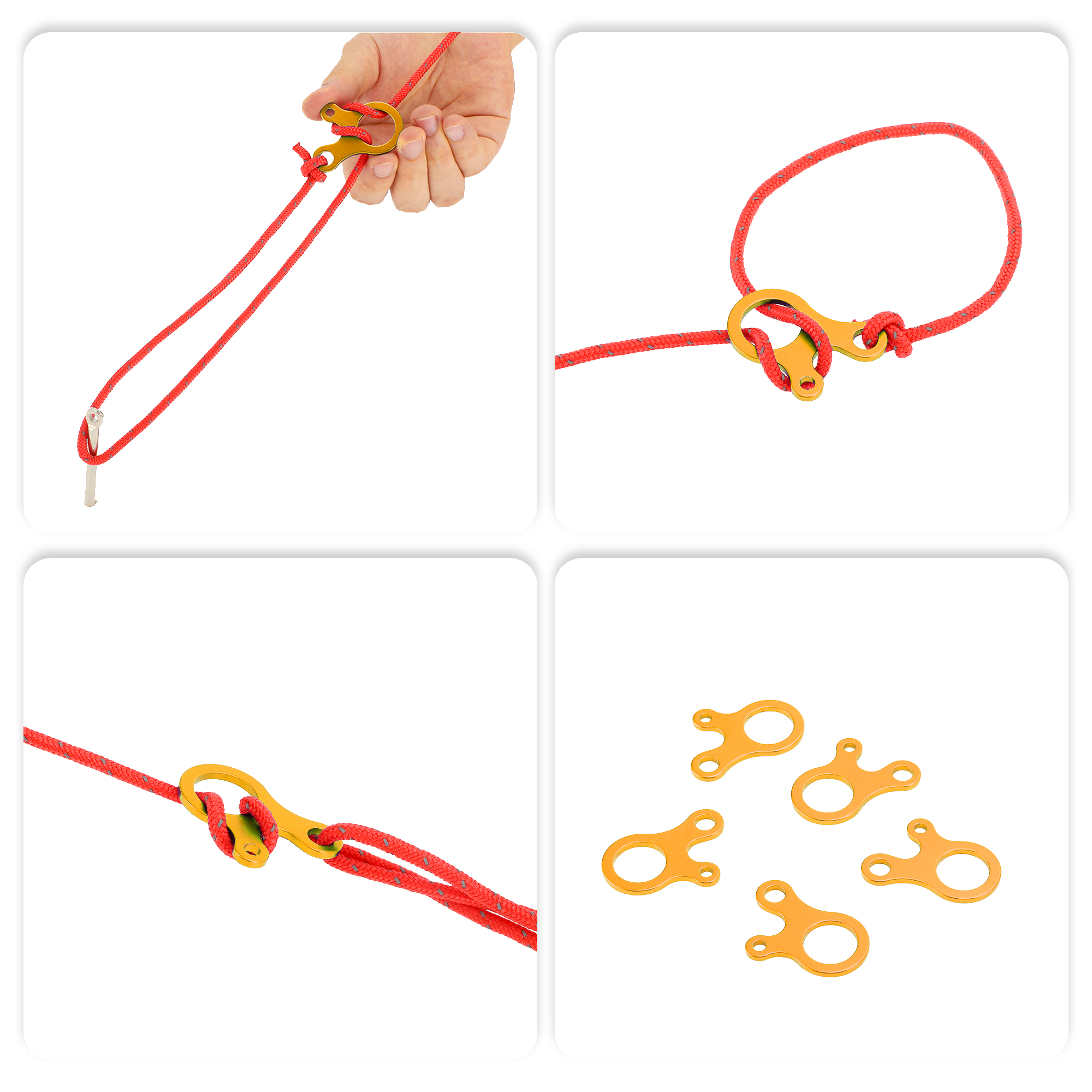 Unique Bargains 8Pcs Rope Buckle Aluminum Alloy Cord Adjuster ["Yellow"]