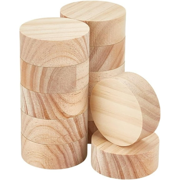 12Pcs Unfinished Round Wooden Blocks Wooden Round Pieces 1.9 inch Blank Wood Cylinder Cutouts Wood Blank Blocks for DIY Crafts Drawing Painting Wood Engraving - 0.8 inch Thick Lemon Chiffon