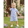 thumbnail image 3 of Loicainy Baby Toddler Boy 4th of July Outfits 6 12 18 24 Months 2T 3T 4T 5T Short Sleeve Letter Embroidery Button Up Shirt + Shorts Set Kids Clothes, 3 of 8