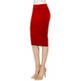 thumbnail image 5 of Made by Johnny Women's Elastic Waist Stretch Bodycon Midi Pencil Skirt Below Knee M RED, 5 of 6