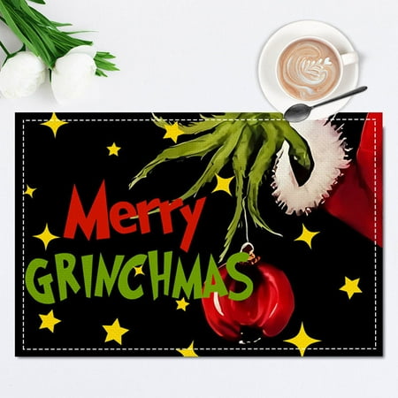 

Grinch Decorations for Christmas Christmas Series Creative Printed Meal Mat Cartoon Elderly Table Mat Christmas Tablecloth Mat