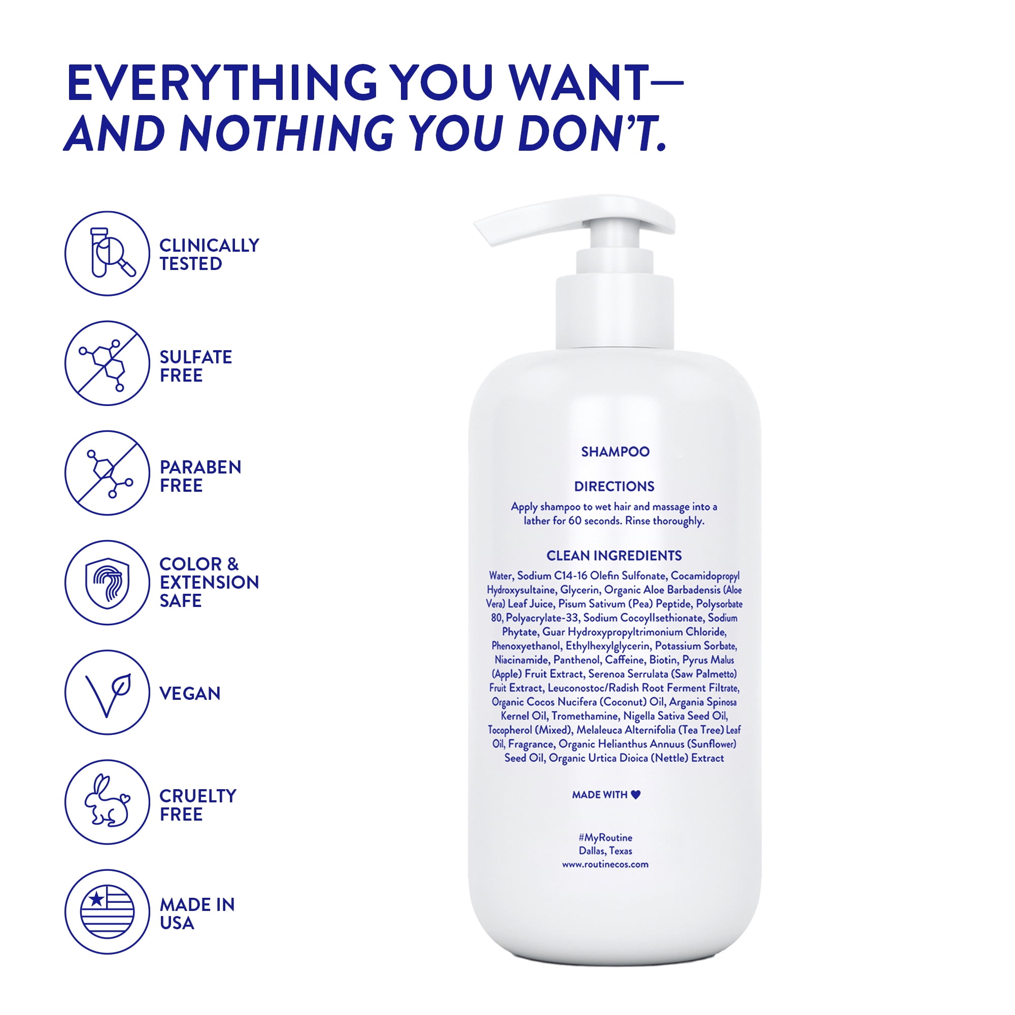 Routine Wellness Strengthening & Volumizing Shampoo for Thinning Hair - Promotes Full, Voluminous, Healthy Hair - 14 oz Unscented