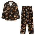 thumbnail image 6 of SEANATIVE Halloween Ghost Button Up Pajamas Orange Pajama Party Pajamas for Women Size 3XL Long Sleeve Top and Pants Loungewear 2 PCS Women's Novelty Print Pajamas Set, 6 of 7
