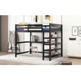 thumbnail image 4 of Euroco Solid Wood Full Size Loft Bed with Desk and 4-Tier Storage Shelves for Kids Teens Adult Bedrrom, Espresso, 4 of 15