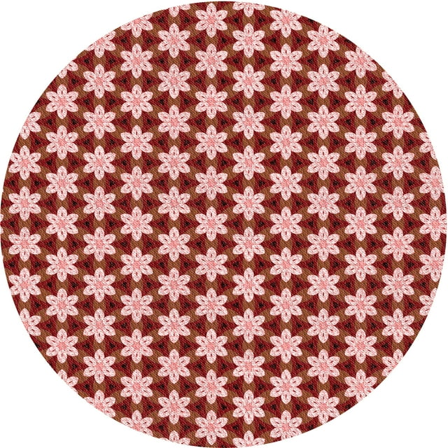 Ahgly Tapis de Zone Rond d'Intérieur Lavable à la Machine Company, Transitionnel, Pastel Rose, 3 Pieds Rond