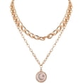 thumbnail image 1 of Collar de mujer apilable de doble capa con cadena de luna y estrella para el cuello, 1 of 8
