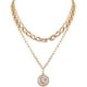 thumbnail image 1 of Collar de mujer apilable de doble capa con cadena de luna y estrella para el cuello, 1 of 8