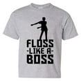 thumbnail image 2 of Floss Like A Boss - Flossin Dance Funny Emote Youth T Shirt - Medium - Grey w/Black Print, 2 of 6