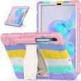 thumbnail image 5 of XYX Case for Samsung Galaxy Tab S6 10.5 inch (SM-T860/SM-T865), Dual Layer Slim Heavy Shockproof Rugged Protective Cover Case with Kickstand (Colourful Pink), 5 of 7