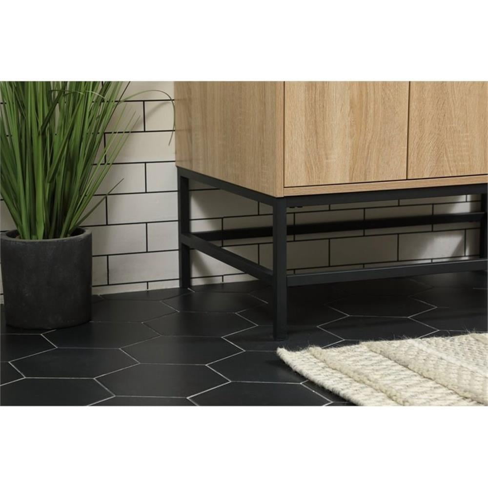 Elegant Decor Eugene 32" Aluminum MDF Single Bathroom Vanity in Mango Wood
