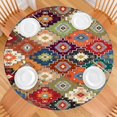 thumbnail image 2 of Floral Bohemian Tablecloth 44Inch Round, with All-Around Elastic Edge for 38-42 Inch Tables, Stain Resistant Patio Decor, Easy Wipe Clean, 2 of 7