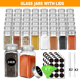 thumbnail image 1 of Juego de 24 tarros de almacenamiento con tapas de acero inoxidable, tarros de especias, latas de cristal, 1 of 5