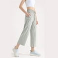 thumbnail image 5 of Tnhcen Women's Casual High Waisted Elastic Waist Wide Leg Cropped Trousers Pocket Pants Loose Fit Comfortable Streetwear S-XL Stretch Ankle Pants, 5 of 6