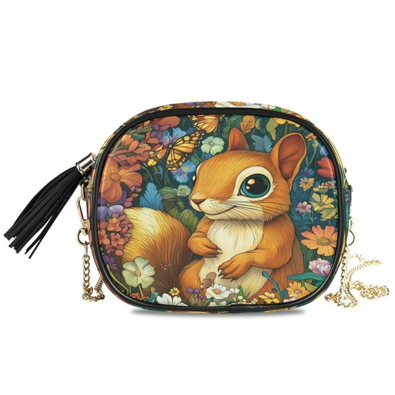 Womens Casual Chain Shoulder Bag Simple style Cute Squirrel Crossbody Bag
