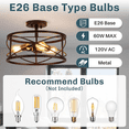thumbnail image 2 of 3-Light Semi Flush Mount Ceiling Light, 14-inch Industrial Modern Farmhouse Lighting Fixture with Metal Cage, for Flat Roof Kitchen Hallway Bedroom Living Room, Black, 2 of 7