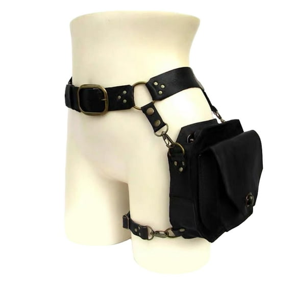 Medieval waist belt drop leg bag. Steampunk waist pack. Thigh bag. Leather bag for motorcycle.