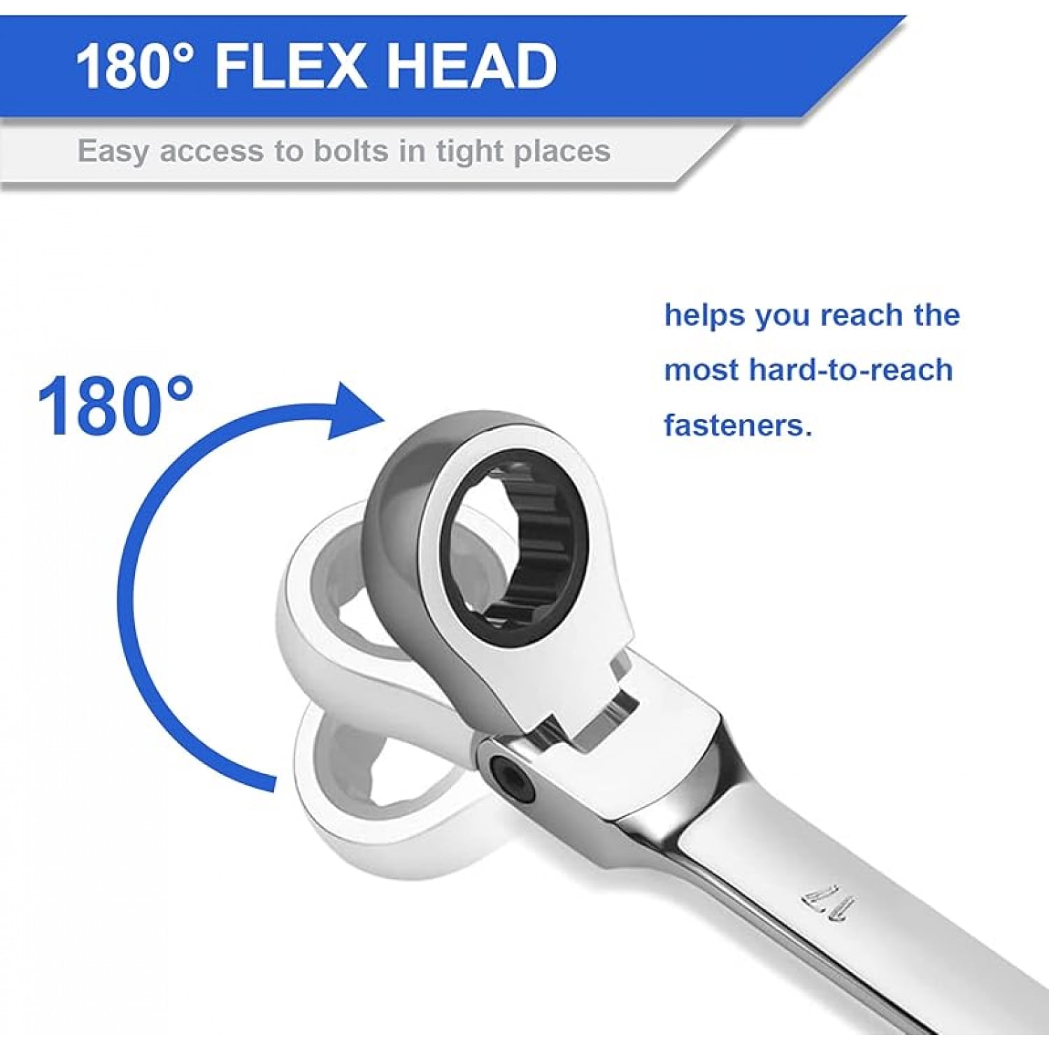 Flex-Head Ratcheting Wrench Set 12 pcs, Metric, 8-19mm, Cr-V Combination Wrench Sets, 72 Teeth Wrenches Set with Carrying Bag