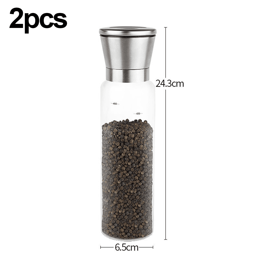 2Pcs Salt and Pepper Grinder, Stainless Steel Pepper Crusher Manual Mill  Shakers for Sea Salts, Black Peppercorn, or Spices, S&L