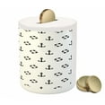 thumbnail image 3 of Nautical Piggy Bank, Maritime Theme Objects Anchors and Pattern Navy Ocean High Seas, Ceramic Coin Bank Money Box for Cash Saving, 3.6" X 3.2", Black and White, by Ambesonne, 3 of 4