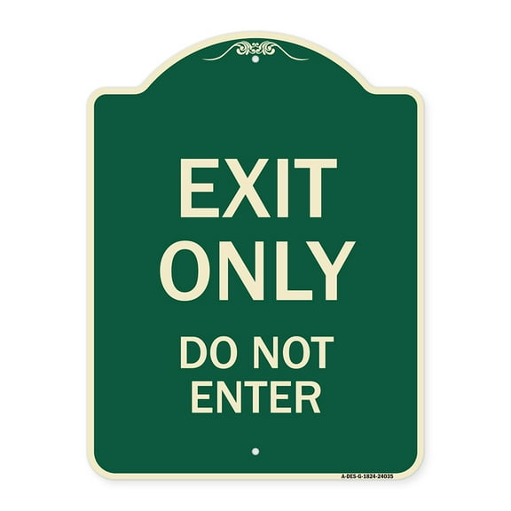 SignMission Designer Series Sign - Exit Only Do Not Enter | Green & Tan 18" x 24" Heavy-Gauge Aluminum Architectural Sign | Protect Your Business & Municipality | Made in the USA