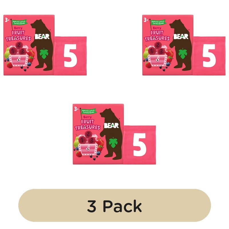 Bear Treasures Kids Snack 3+ Years Berry Flavour 5 x 20g, British Import (Pack of 3)