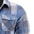 thumbnail image 7 of UVEASISHA Men's Flannel Shirt Jackets Big and Tall Quilted Lined Plaid Jacket Long Sleeve Button Down Shacket Thick Warm Winter Coats with Pockets Light Blue M, 7 of 7