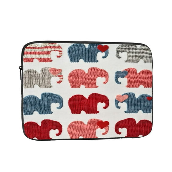 Laptop Sleeve Bag Compatible For iPad MacBook Air Pro Tablet Computer PC notebook Protective Fit in 10/12/13/14/15/16/17 inch Size Knitted Elephant With Heart (2)