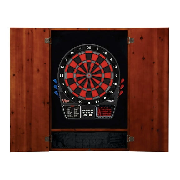 Viper Metropolitan Cinnamon Soft Tip Dartboard Cabinet and Viper 797 Electronic Dartboard