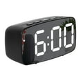 thumbnail image 1 of Reloj despertador LED para dormitorio, espejo con batería/escritorio, brillo ajustable, 12/24 horas de maquillaje Espejo negro, 1 of 8
