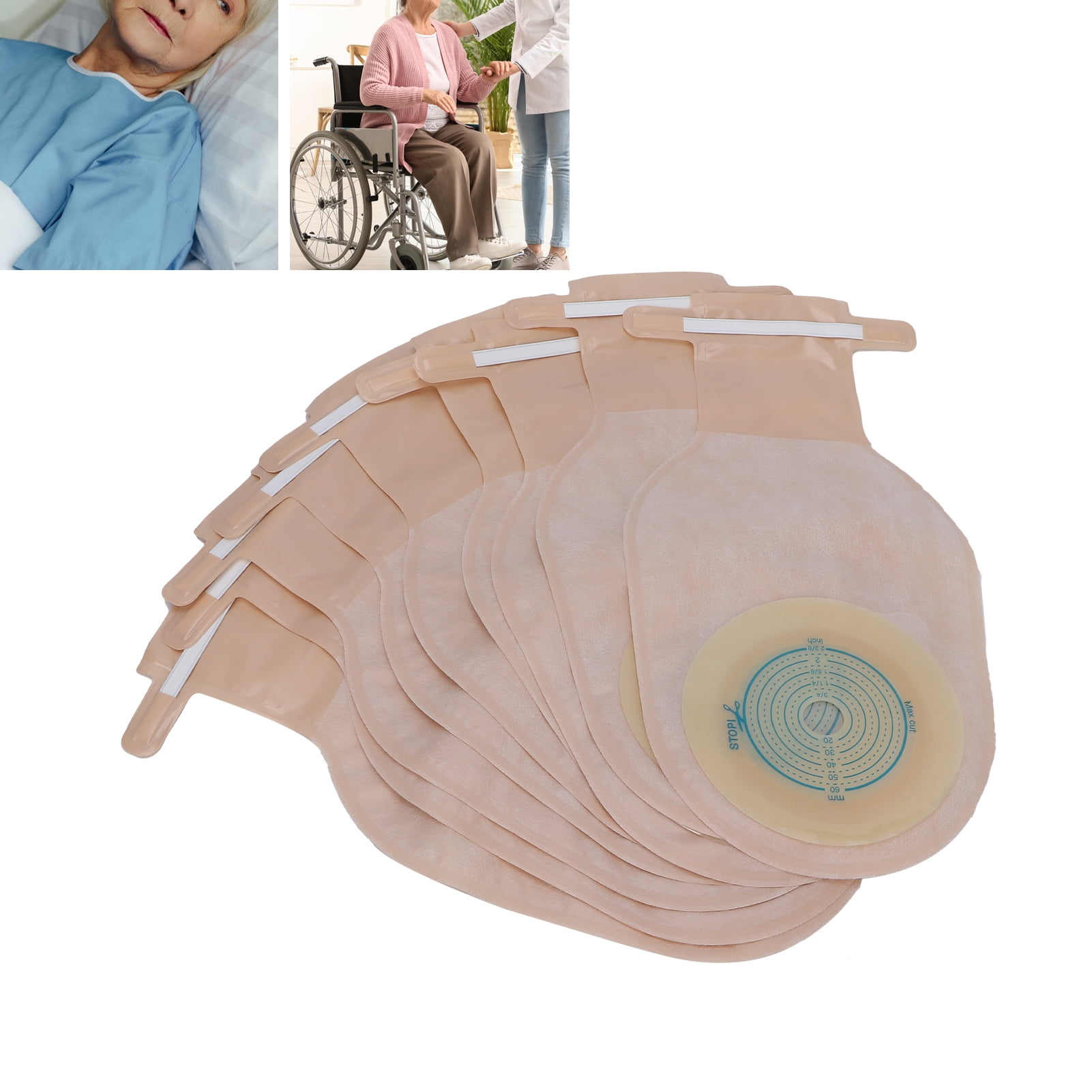 Zerodis Disposable Ostomy Bags 10pcs, OnePiece, Stoma Supplies in