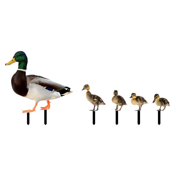 Set of 5 Mallard Silhouette Yard Stakes Waterproof Acrylic Farm Animal Ornaments Rustic Outdoor Garden Decor for Lawn Patio Backyard and Farmhouse