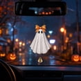 thumbnail image 3 of OCCOA Cute Ghost Stained Glass Style Acrylic Hanging Ornament with Bell Fall Pumpkin Window Suncatcher for Halloween Home Porch Decor Gift Idea, D, 3 of 6
