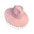 thumbnail image 4 of Sombrero de vaquero occidental, sombrero de copa de jazz, sombrero Fedora con borla, ala ancha para actuaciones rosado, 4 of 6